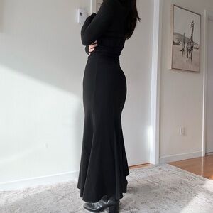 Vintage Black Flowy Maxi Skirt | Whimsigoth Goth Minimalist